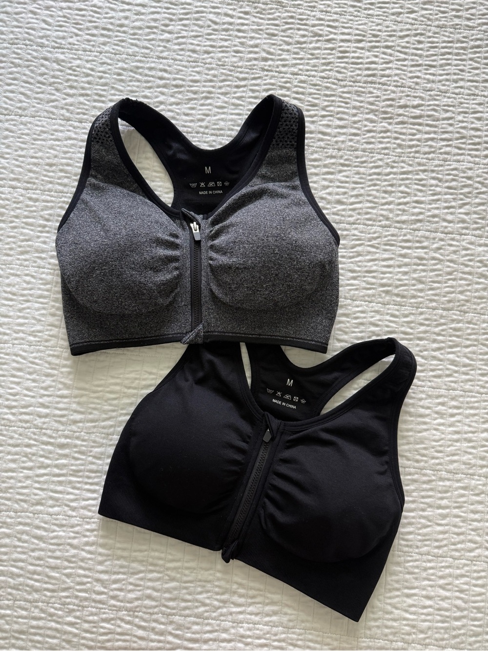 (2) Women's Zip Front - Sports Bra Wireless Post-Surgery/Workout Bras